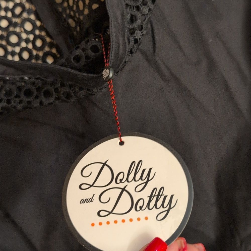 NWT Dolly And Dotty Tess Sleeved Formal Lace Midi Dress Black A-Line Retro Sz 22 - Picture 5 of 16